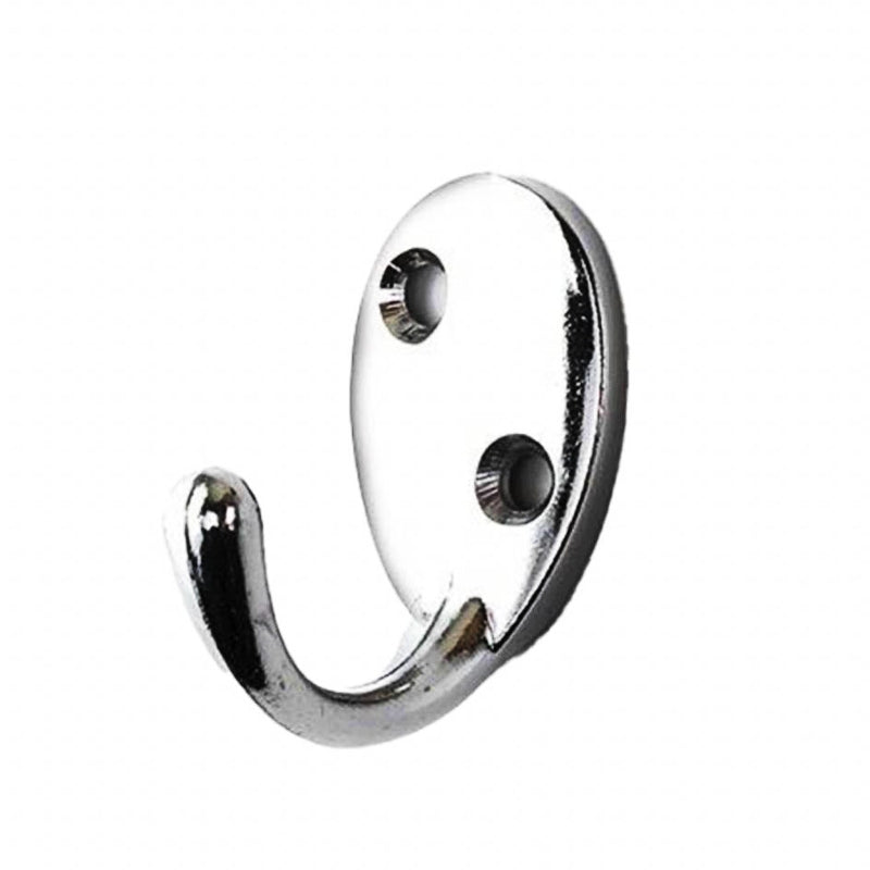 Crochet mural ovale chromé pour salle de bain