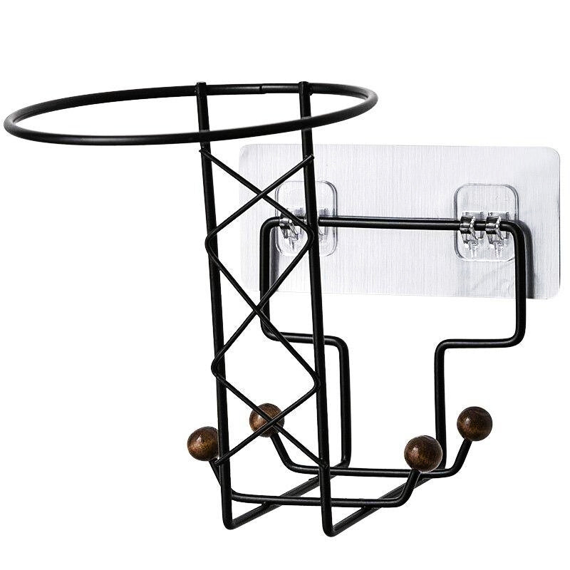 Crochet mural Panier de basket noir pour casquettes