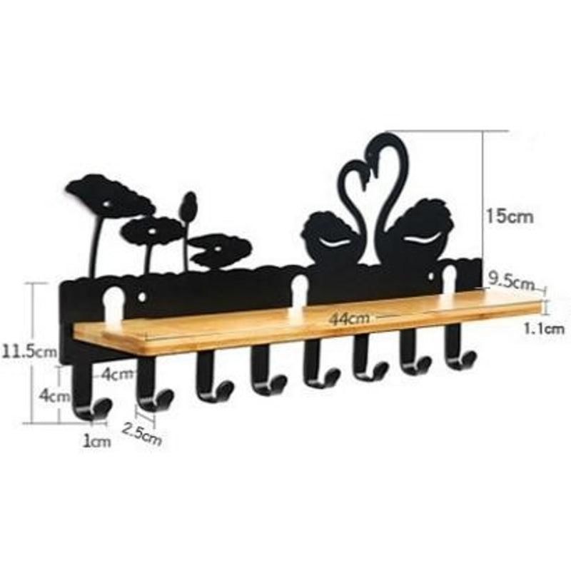 Noir Étagère Porte Manteau Cygne