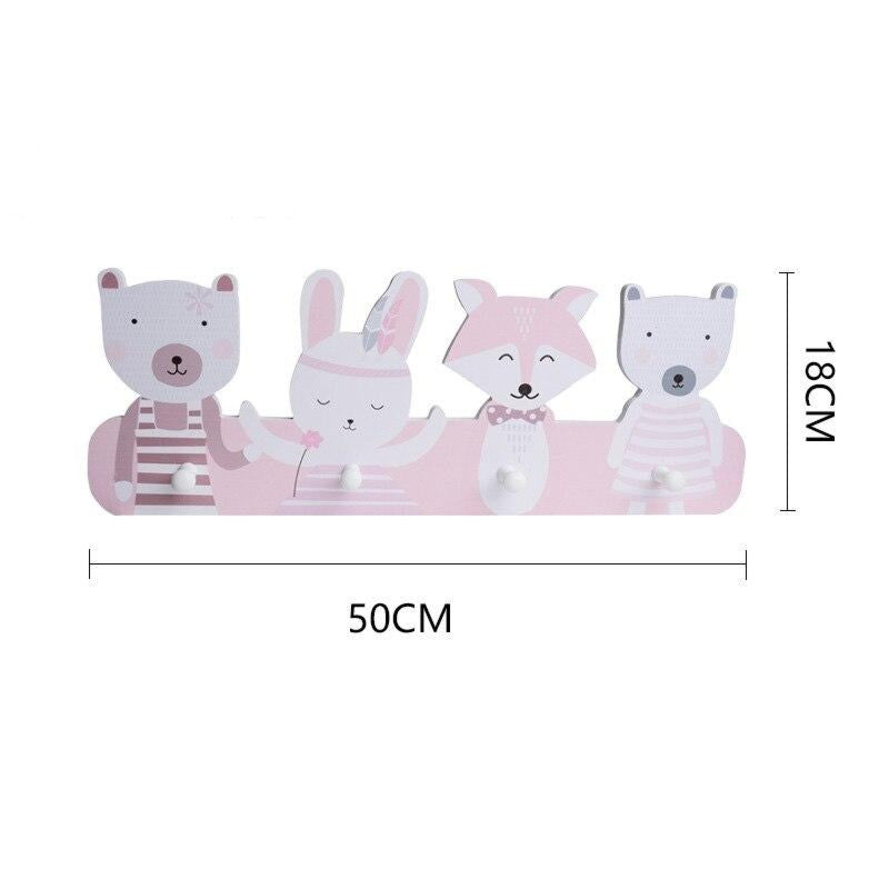 Porte Manteau Enfant Mural Animaux Rose