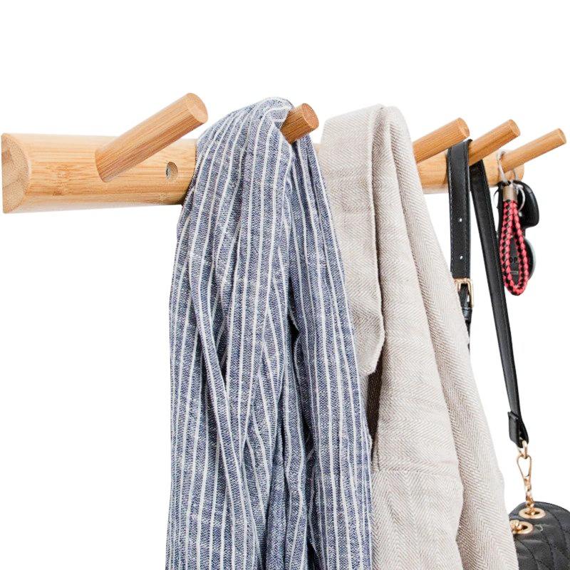 Porte Manteau Mural Bambou Bois