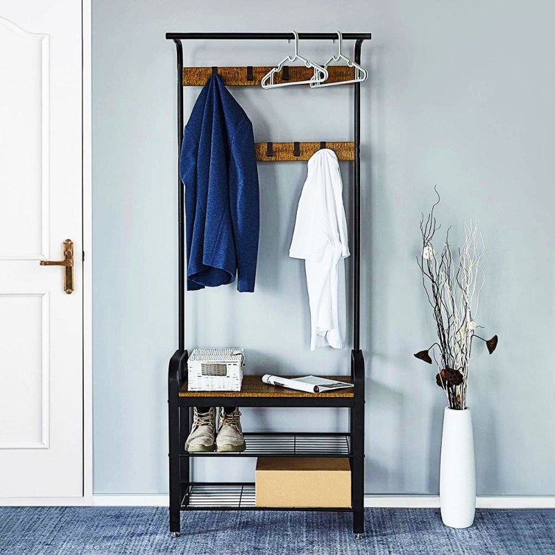 Porte Manteau Vestiaire Noir bois et Couleur