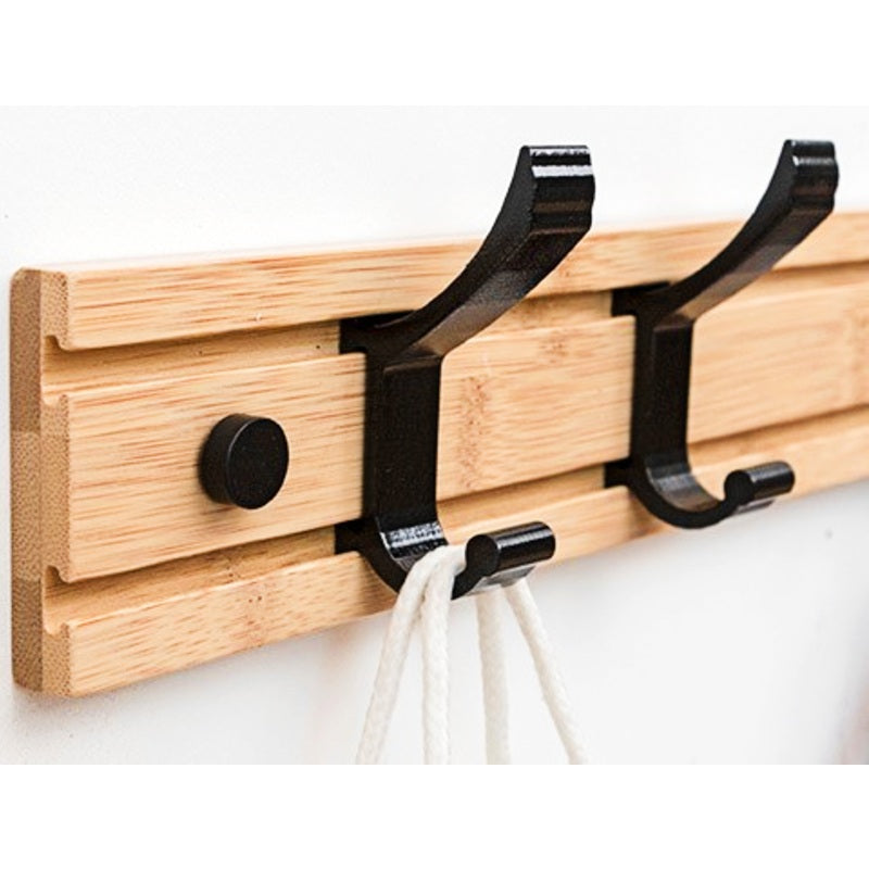 Porte-manteaux Mural Bois Et Double Patères Métal - 44 Cm - Occasion