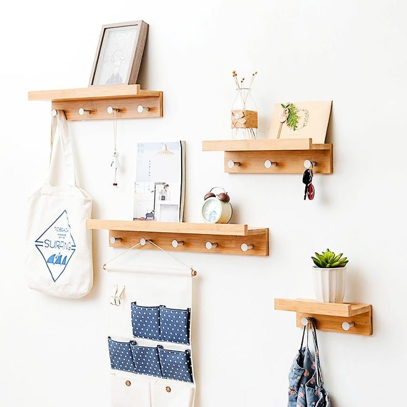 Porte-manteau Mural Ayla 60 Cm - Bois Clair Style Industriel, Toilinux