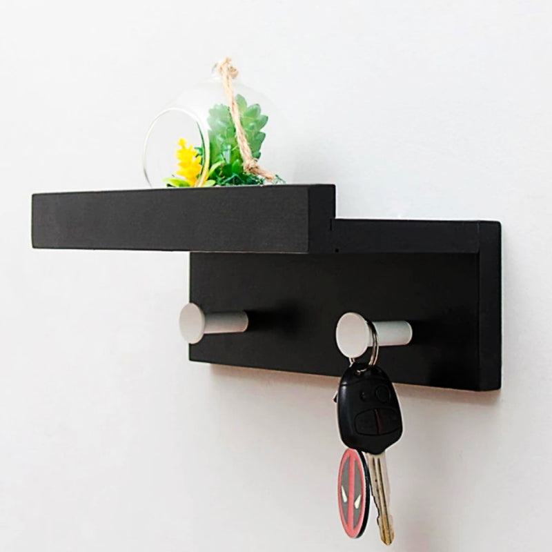 Étagère Porte Manteau Bois Noir