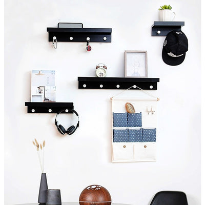 Étagère Porte Manteau Bois Noir