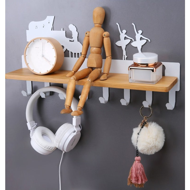 Étagère Porte Manteau Danseuses et Piano Blanc