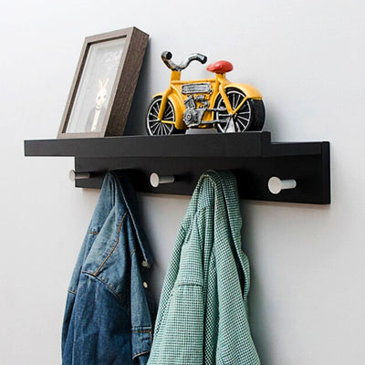 Étagère Porte Manteau Noir Bois