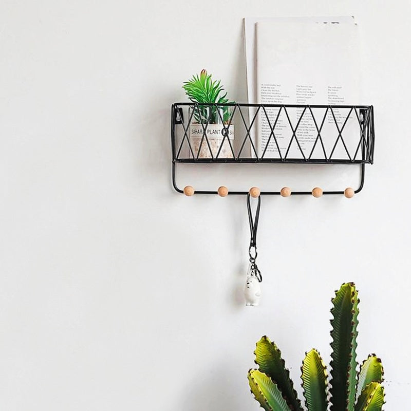Étagère porte manteau Panier noir