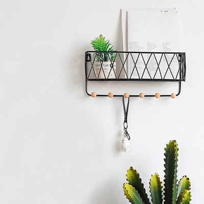 Étagère porte manteau Panier noir