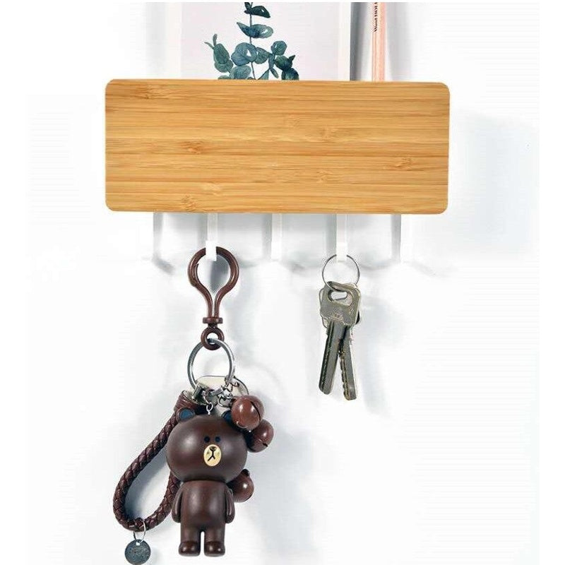 Étagère Porte Manteau Porte Courrier Bois Clair Blanc et 