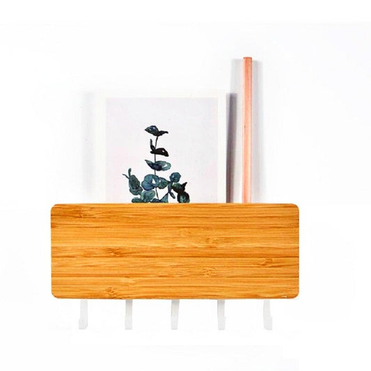 Étagère Porte Manteau Porte Courrier Bois Clair et Blanc