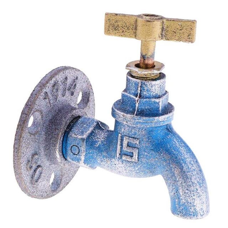 Patère industrielle en forme de robinet multicolore bleu