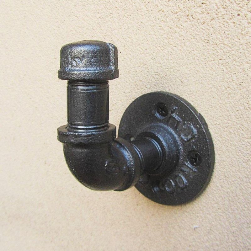 Patère Industrielle Tuyau Coudé Angle Noir Droit 