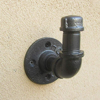 Patère Industrielle Tuyau Coudé Noir Angle Droit