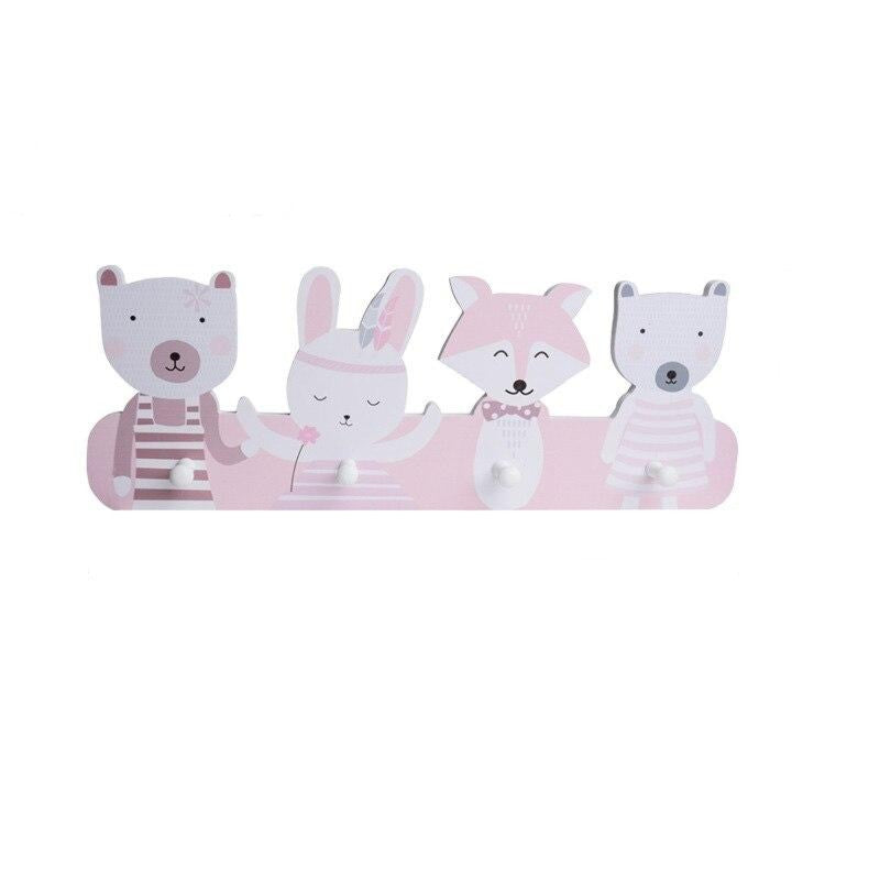 Porte Manteau Enfant Rose Mural Animaux