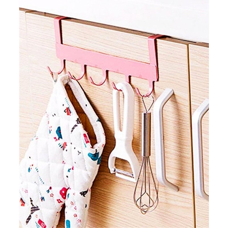 Porte Manteau pour Porte Pastel Métal Rose 